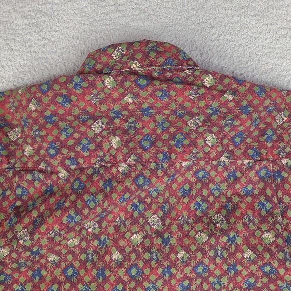 Columbia Shirt Mens‎ Large Red Button Down Short Sleeve Geometric Pocket - Picture 13 of 13